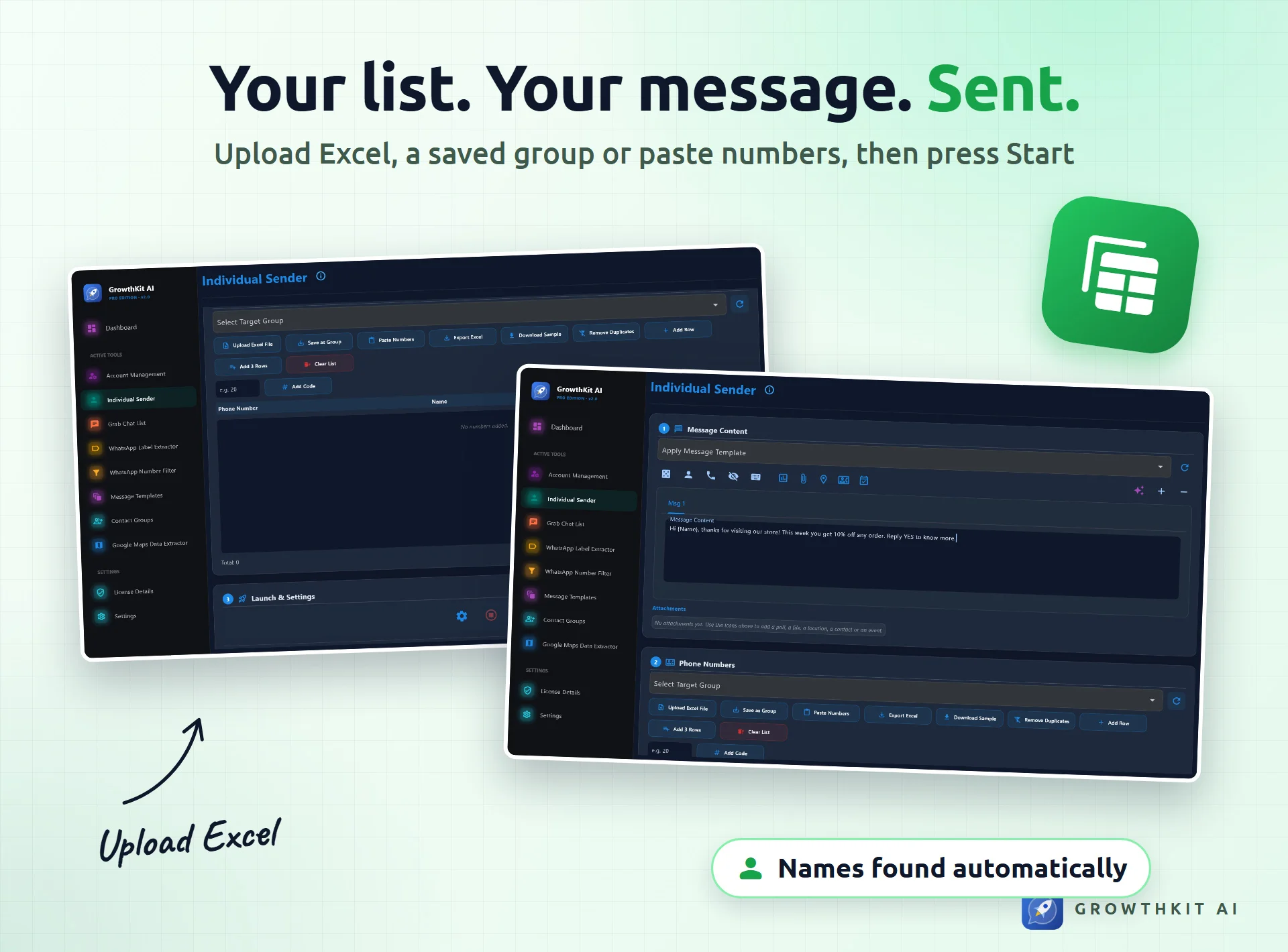 Upload your list and send
