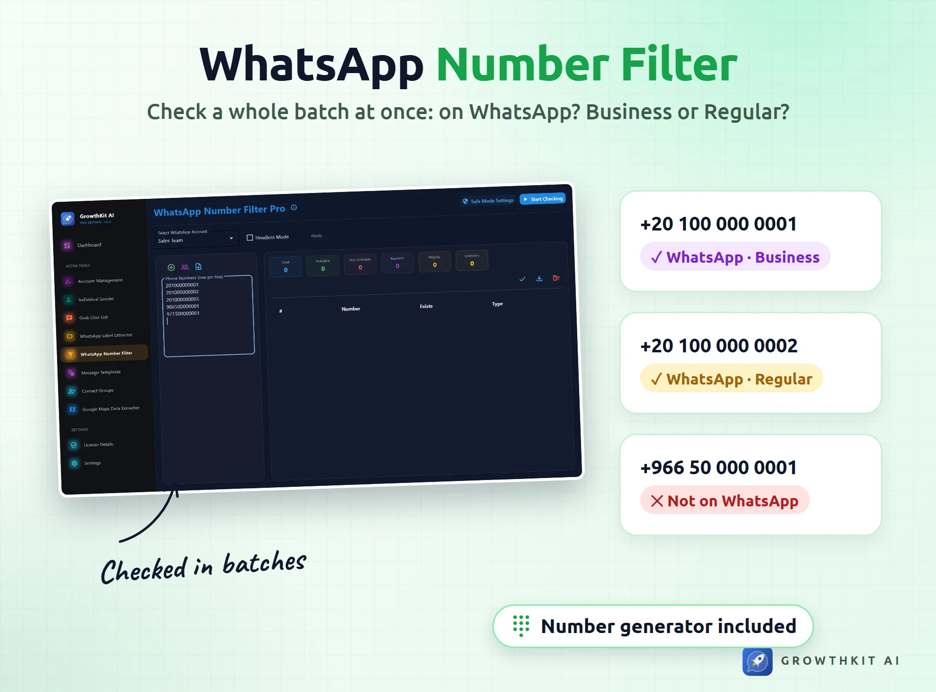 WhatsApp number filter