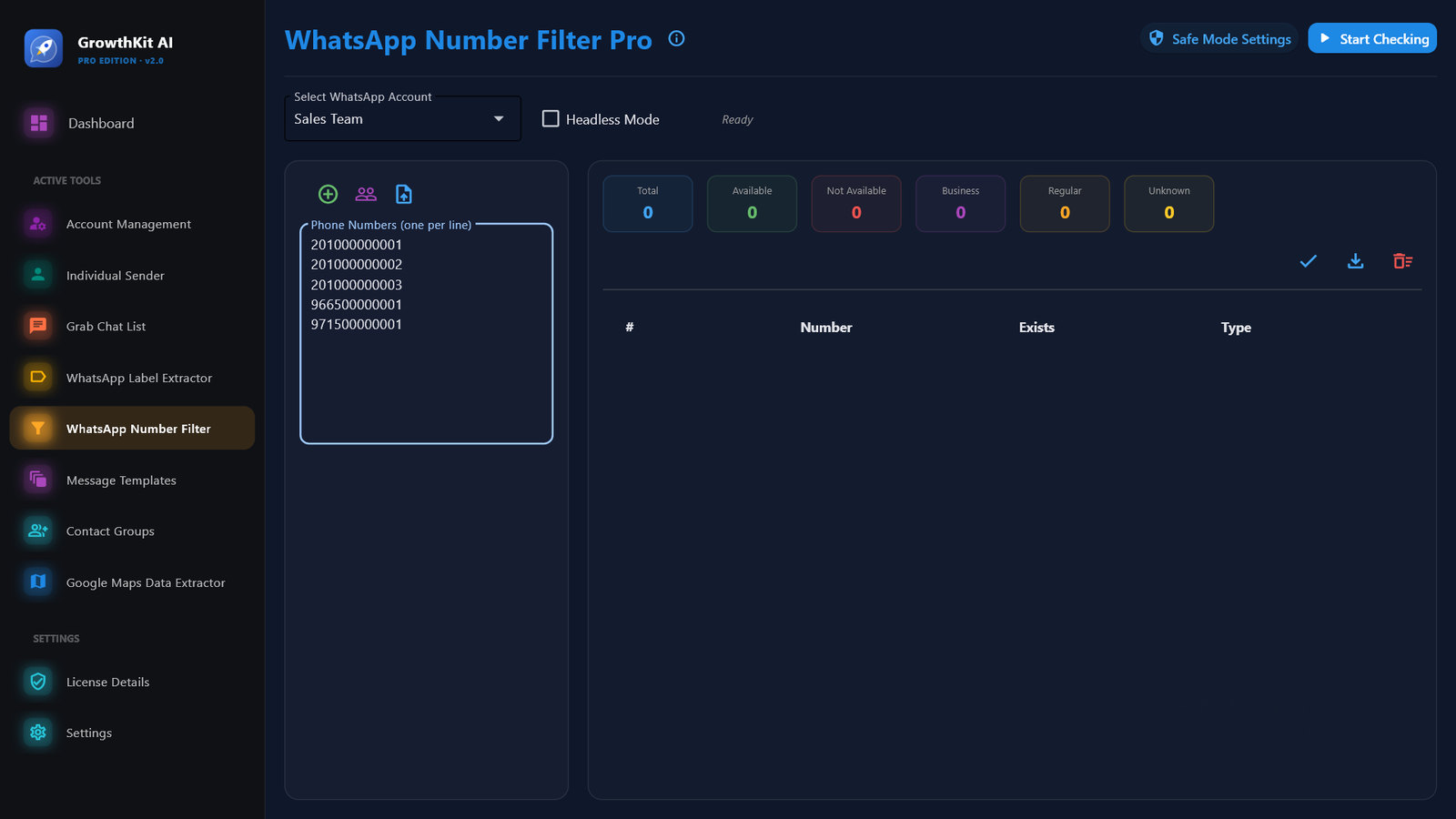 Number filter